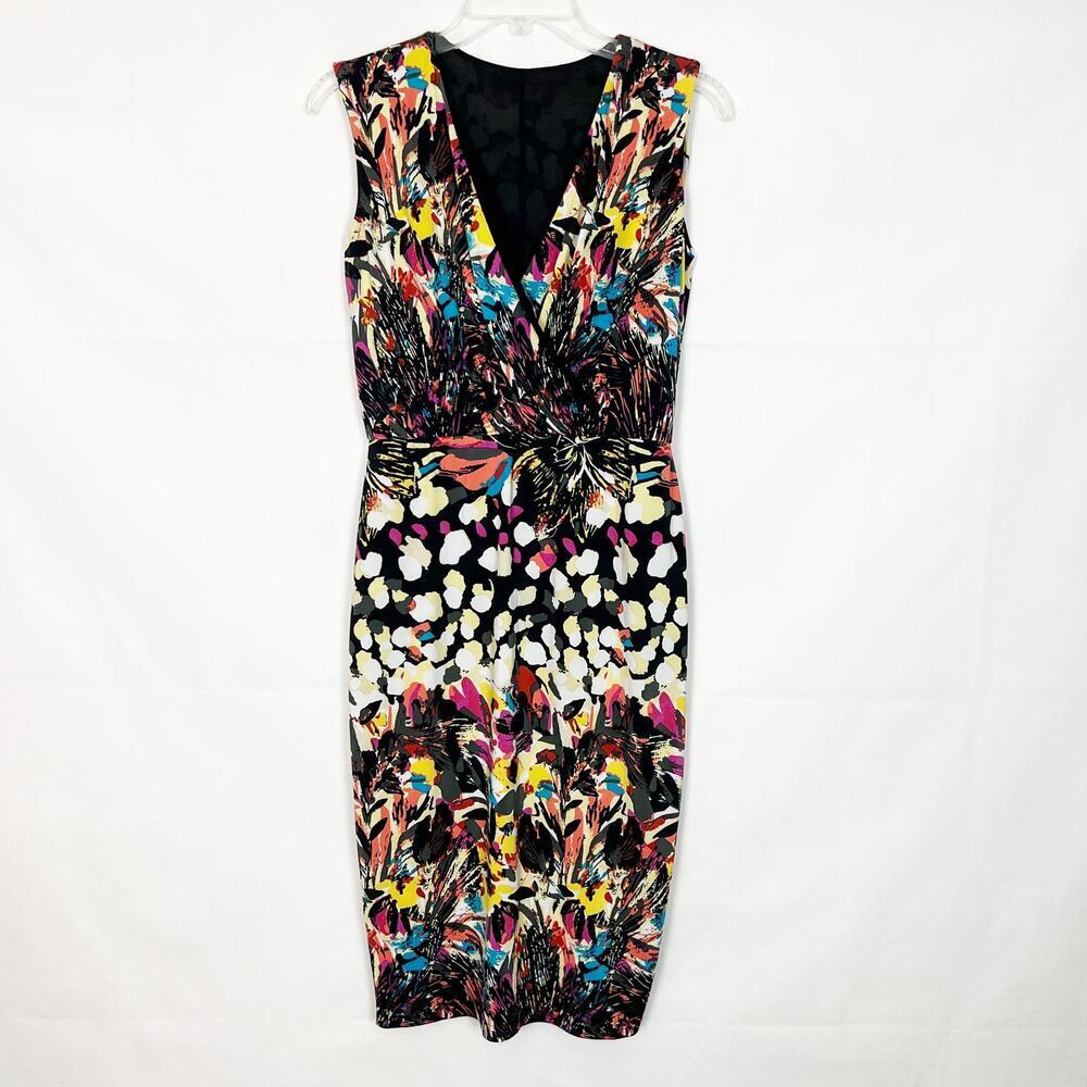 Women's Artsy Multicolor Sleeveless Sheath Midi Dress Size S